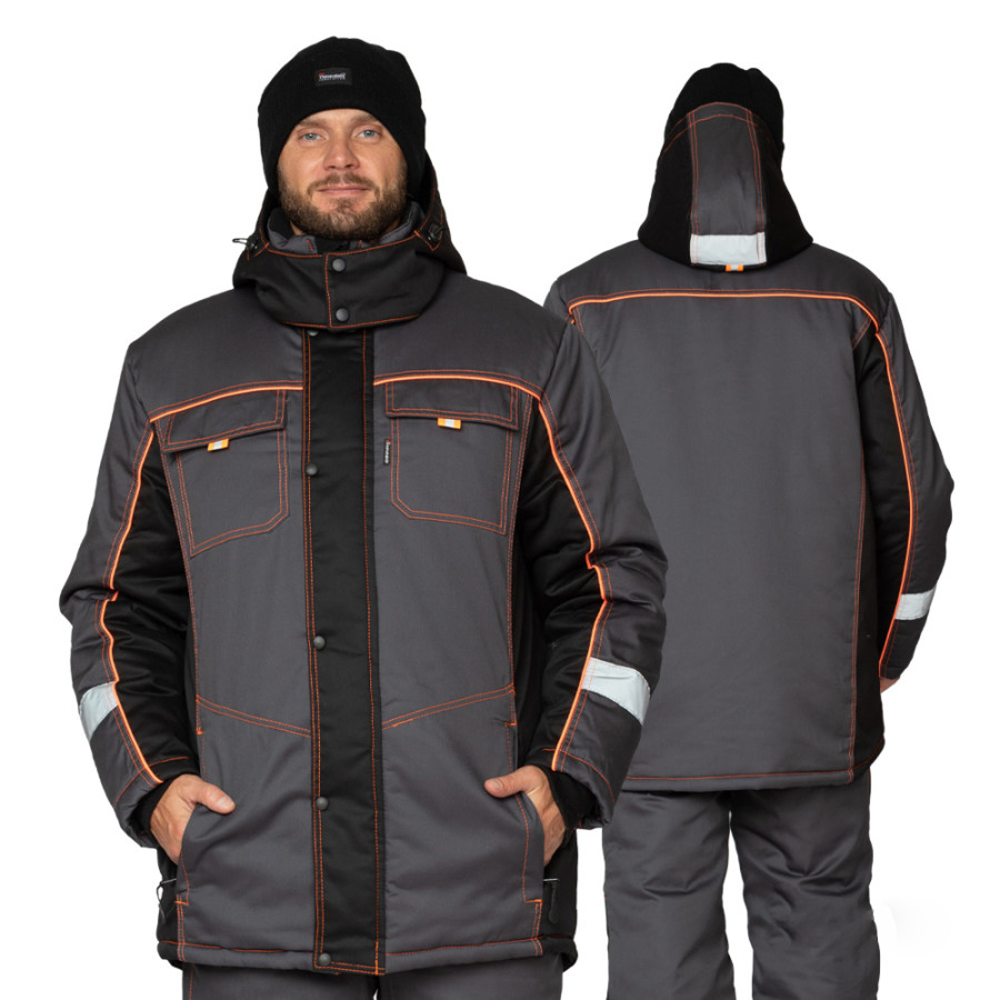 Костюм мужской утеплённый "Бренд К" тёмно-серый/чёрный